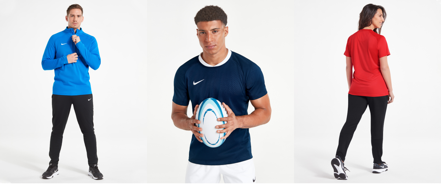 Zelus: Images of man in blue zip up, man in t-shirt with rugby ball, woman in t-shirt